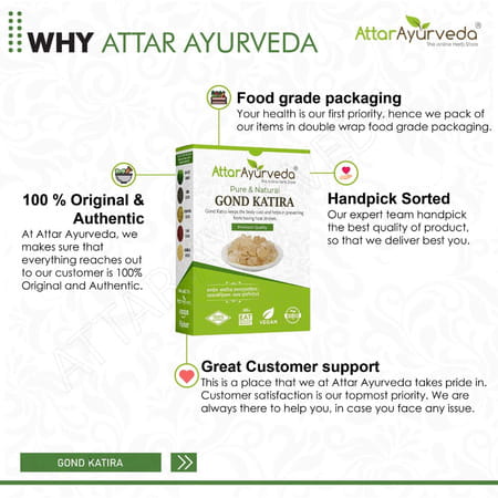 Attar Ayurveda Gond Katira Pure (Edible Gum) - 200 Grams