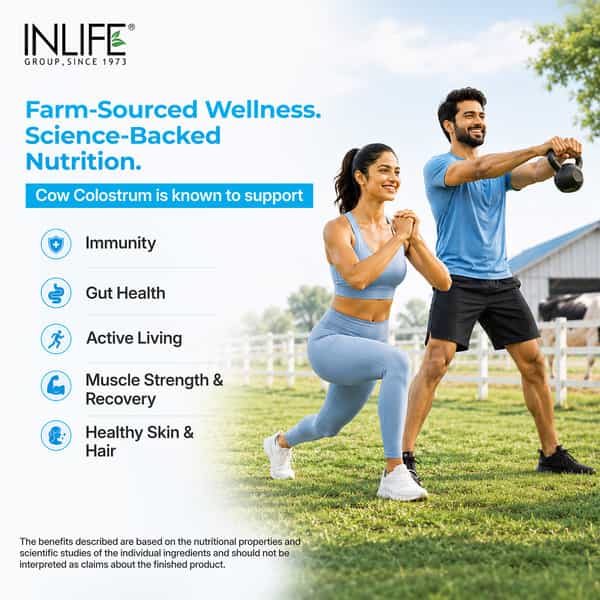Inlife Cow Colostrum 500Mg Gut Health & Immunity Support - 60 Capsules