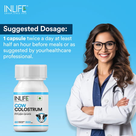 Inlife Cow Colostrum Supplement 500mg (60 Vegetarian Capsules)
