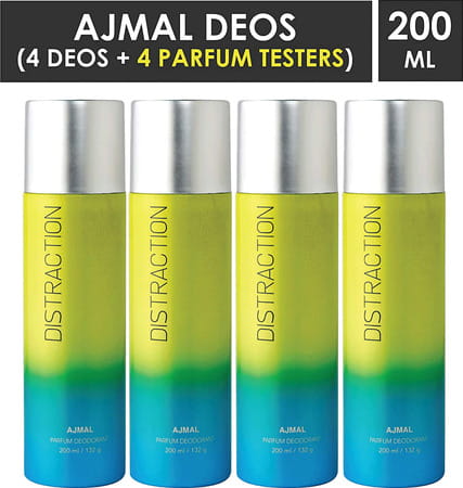 Ajmal Distraction Deodorant Combo Pack Of 4 Deodorant 200ml Each (Total 800ml) For Men & Women