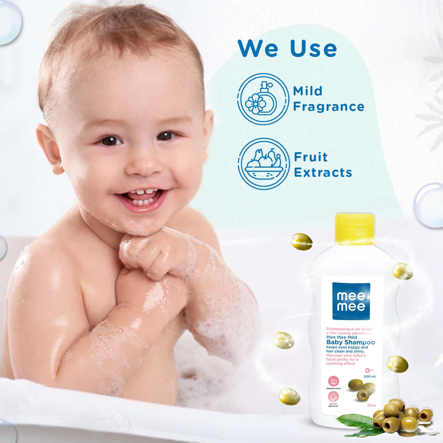 Buy MEEMEE BABY SHAMPOO FRUIT EXTRACTS,DERMATOLOGIST TESTED,NO HYPOALLERGENIC ,TEAR FREE (500 ML