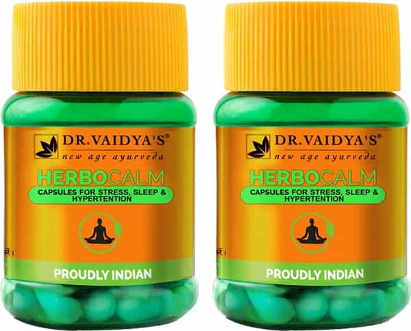 Dr. Vaidya's Herbocalm Capsules Ayurvedic Medicine For Stress And Anxiety-Pack Of 2 