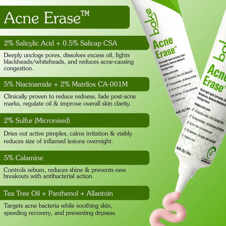 Bake Acne Erase Face Serum With Niacinamide & Azelaic Acid For Pimples | Blackheads & Whiteheads