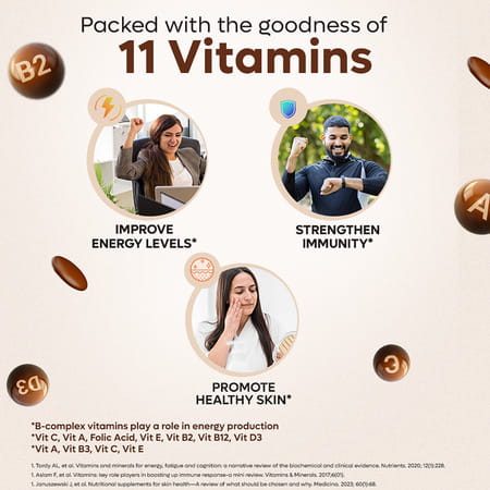 Diataal Chocovits Veg Multivitamin With B-Complex For Energy & Immunity Health 10 Chewable Tablets