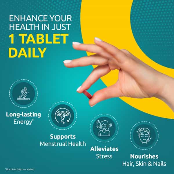 Supradyn Naturals Iron Ashoka + Shatavari Provides Blood Health & Energy Bottle Of 30 Tablets (3Pck)