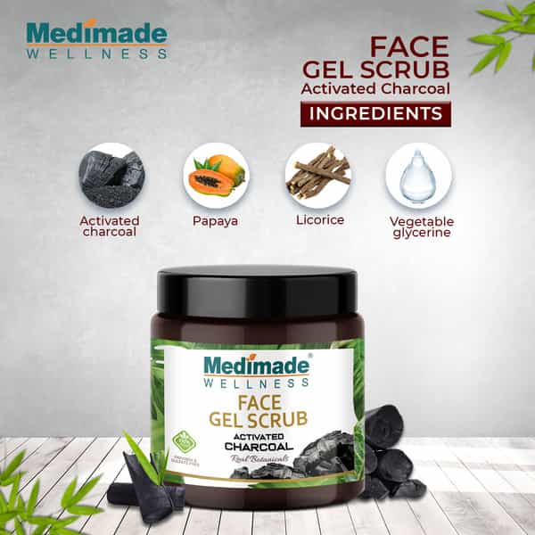 Medimade Activated Charcoal Face Gel Scrub - 100 Gm