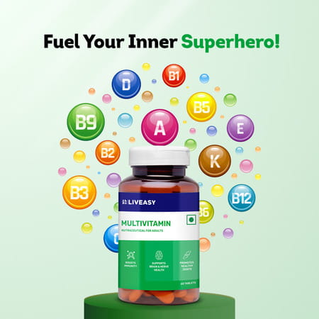 Liveasy Wellness Multivitamin Multimineral - Immunity Booster - Complete Nutrition - Bottle Of 60