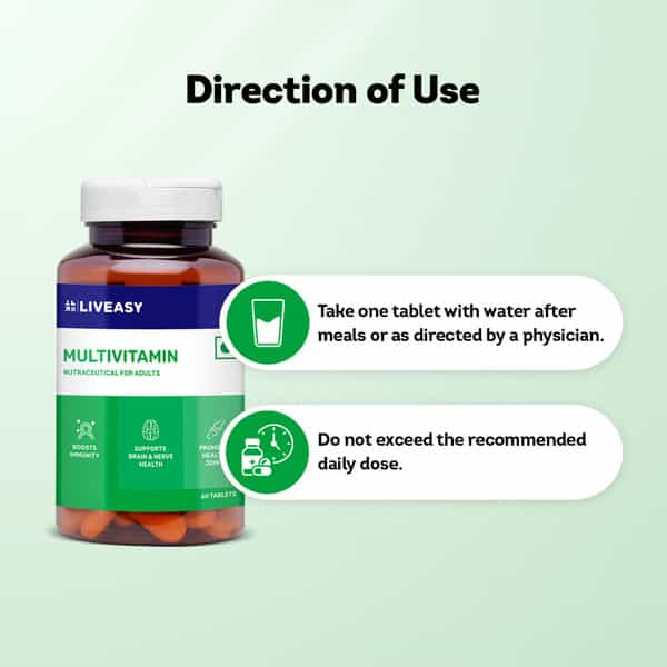 Liveasy Wellness Multivitamin Multimineral - Immunity Booster - Complete Nutrition - Bottle Of 60