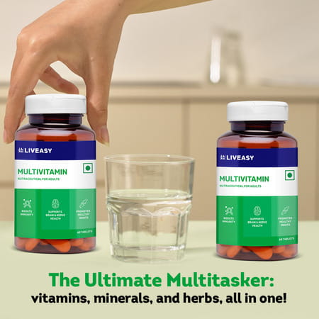 Liveasy Wellness Multivitamin Multimineral - Immunity Booster - Complete Nutrition - Bottle Of 60