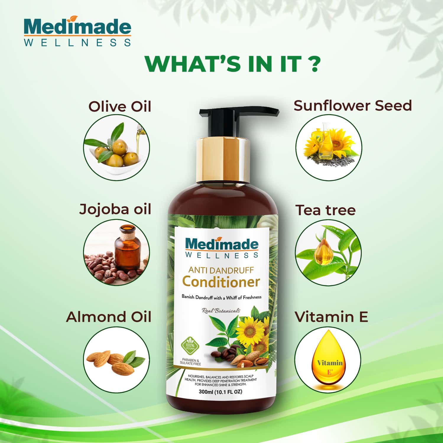 Buy MEDIMADE ANTI DANDRUFF HAIR CONDITIONER WITH ALMOND OIL AND OLIVE