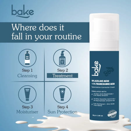Bake 10% Azelaic Acid & 5% Tranexamic Acid Cream For Dark Spots | Pigmentation & Acne Marks - 30G