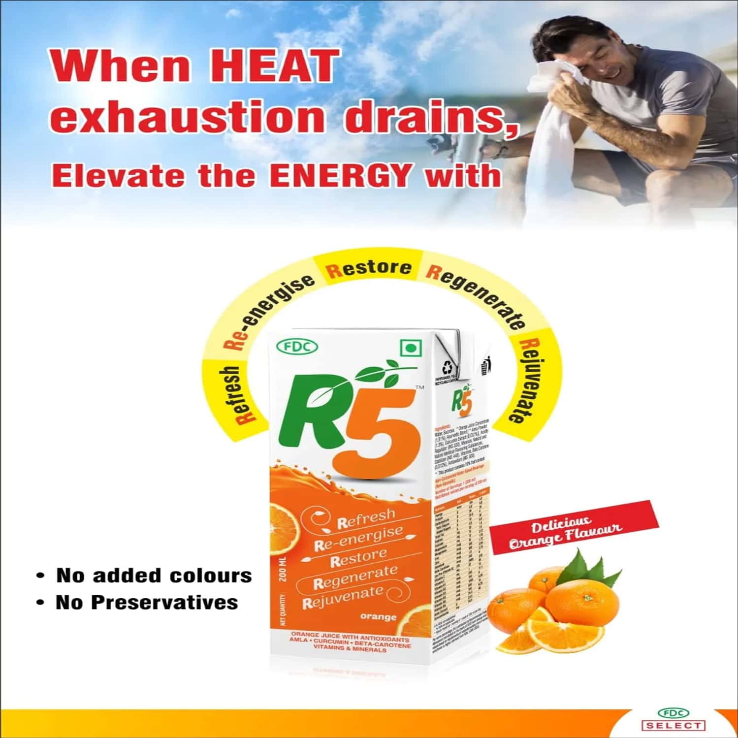 R5 Refreshing Orange Flavour Liquid 200 Ml