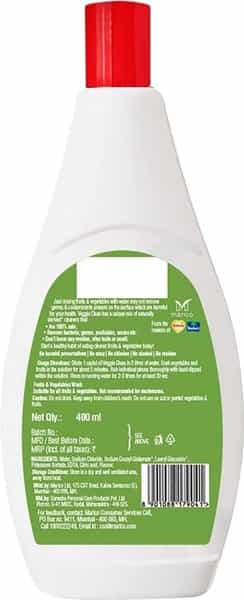 Marico Fruits & Vegetables Washing Liquid Removes Germs Bacteria Chemicals & Waxes 400 Ml