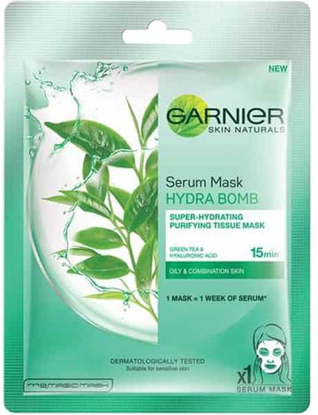 Garnier Skin Naturals Green Tea Face Serum Sheet Mask Hydra Bomb Packet Of 32 G