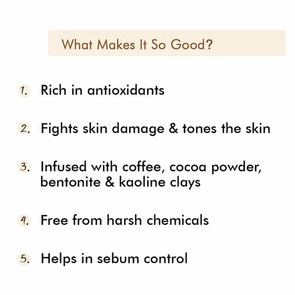 Mcaffeine Skin Repair Mocha Coffee Face Mask - Sebum Control Face Pack With Cocoa & Bentonite Clay