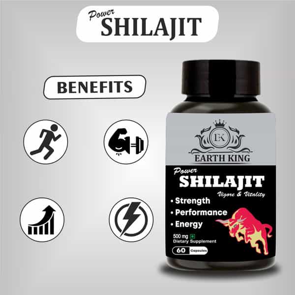 Earth King Power Shilajit/Shilajeet Extract Capsule For Stamina & Energy - 60 Capsules