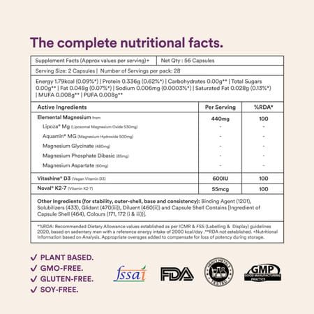 Origins Nutra Magnesium Supplement For Men 5 Magnesium Salts | Vitamin K2-7 56 Veg Capsules