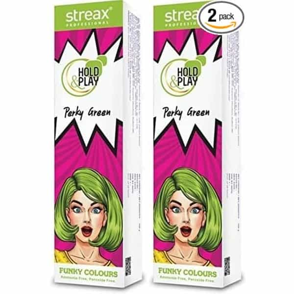 Streax Professional Hold & Play Funky Colours - Perky Green 100G X Pack Of 2