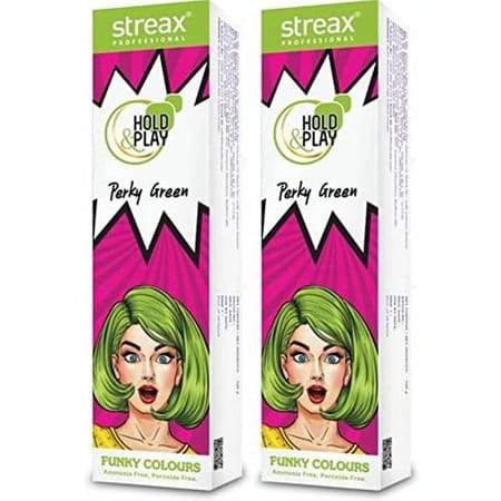 Streax Professional Hold & Play Funky Colours - Perky Green 100g X Pack Of 2
