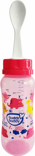 Buddsbuddy Elegant 3 In 1 Bottle (Feeding Bottle+Sipper+Cereal Feeder) - 125 Ml Pink