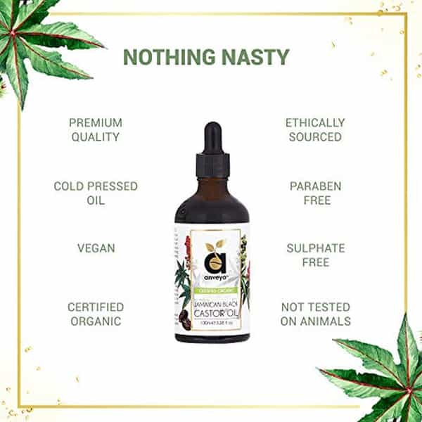 Anveya Jamaican Black Castor Oil Cold-Pressed Organic 100Ml
