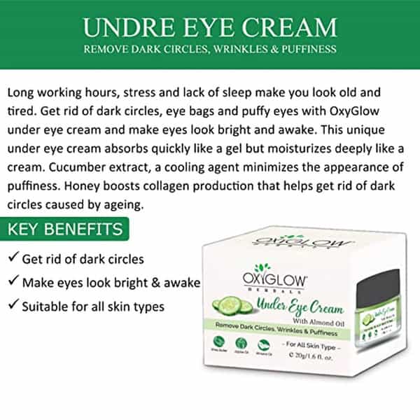 Oxyglow Herbals Under Eye Cream|Remove Dark Circles(Pack Of 1 20G)