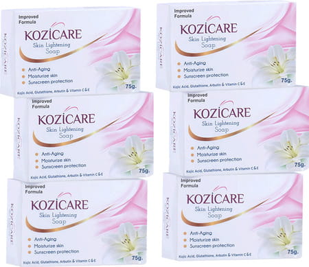 Kozicare Kojic Acid Vitamin E Arbutin Skin Lightening Soap -75 Gm (Pack Of 6)
