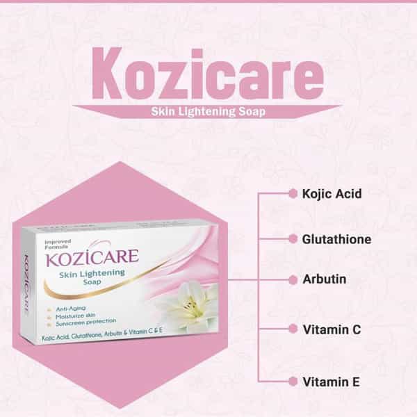Kozicare Kojic Acid Vitamin E Arbutin Skin Lightening Soap -75 Gm (Pack Of 6)