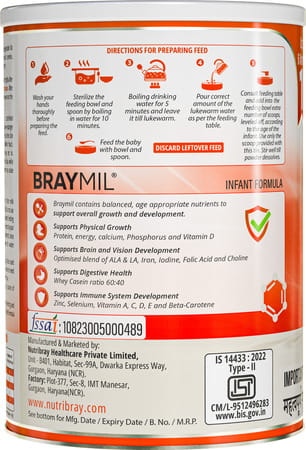 Braymil 1 Infant Formula | Stage - 1 For 0 To 6 Months - 400 Gm