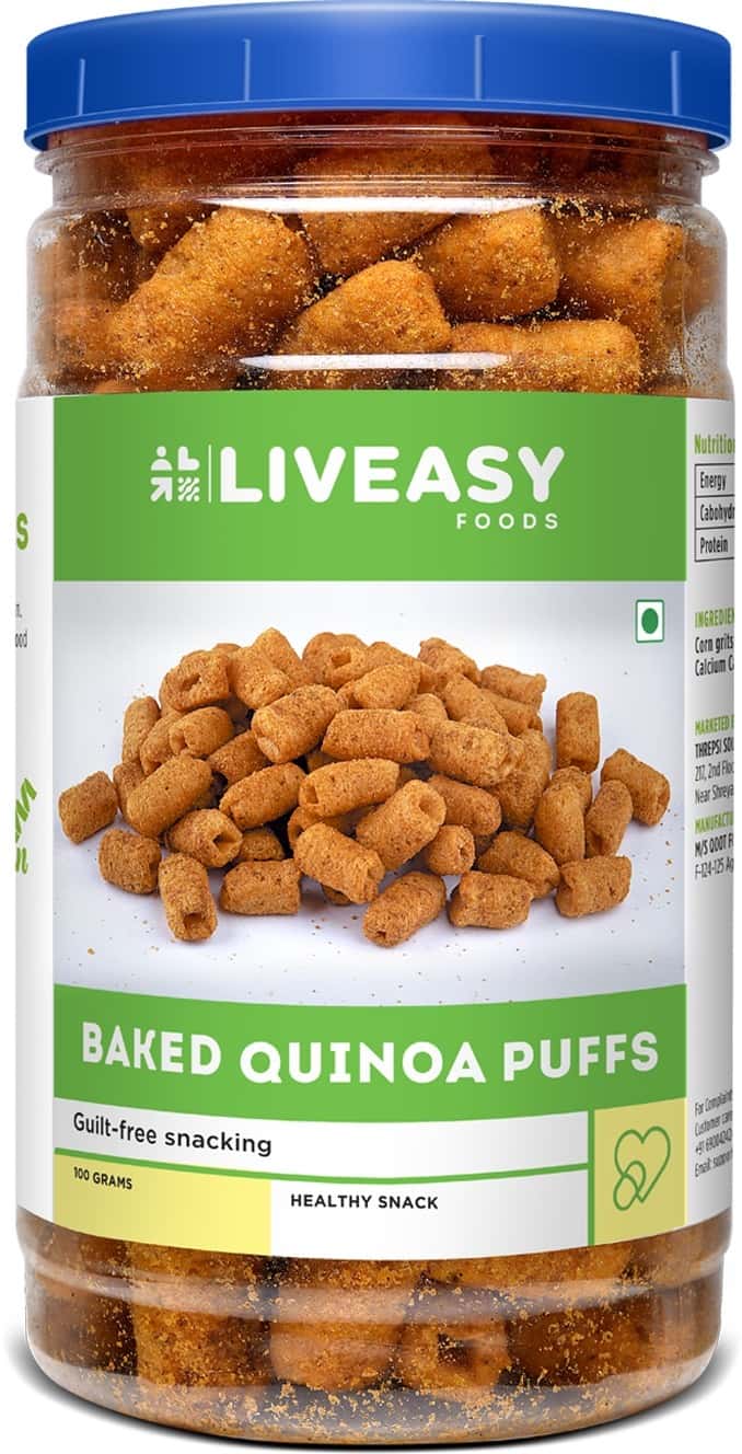 Liveasy Foods Baked Quinoa Puffs - Powerhouse Of Protein & 9 Essential Amino Acids - 100 Grams