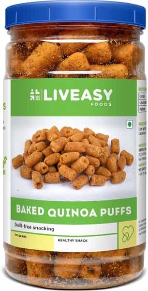 Liveasy Foods Baked Quinoa Puffs - Powerhouse Of Protein & 9 Essential Amino Acids - 100 Grams