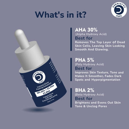 Dermistry 30% Aha 5% Pha 2% Bha Peeling Exfoliating Solution Serum For Instant Glow Brightening 30ml