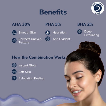 Dermistry 30% Aha 5% Pha 2% Bha Peeling Exfoliating Solution Serum For Instant Glow Brightening 30ml