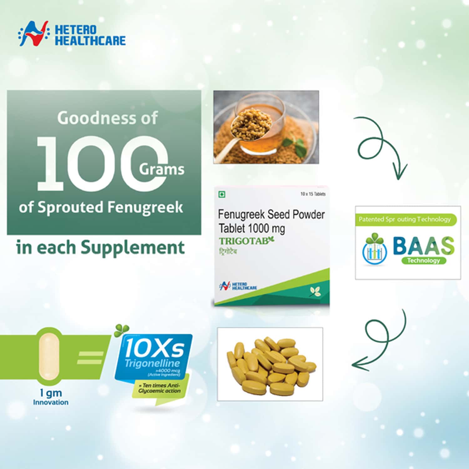 Buy TRIGOTAB FENUGREEK SEED EXTRACT POWDER TABLETS FOR DIABETES 150