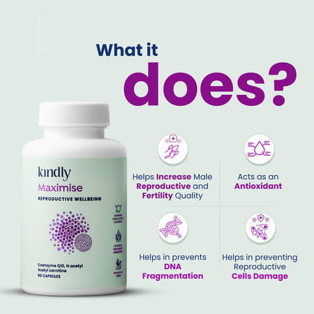 Kindly Health Acetyl L Carnitine Maximise Capsules | Male Reproductive Health | 60 Pcs | Pack Of 1
