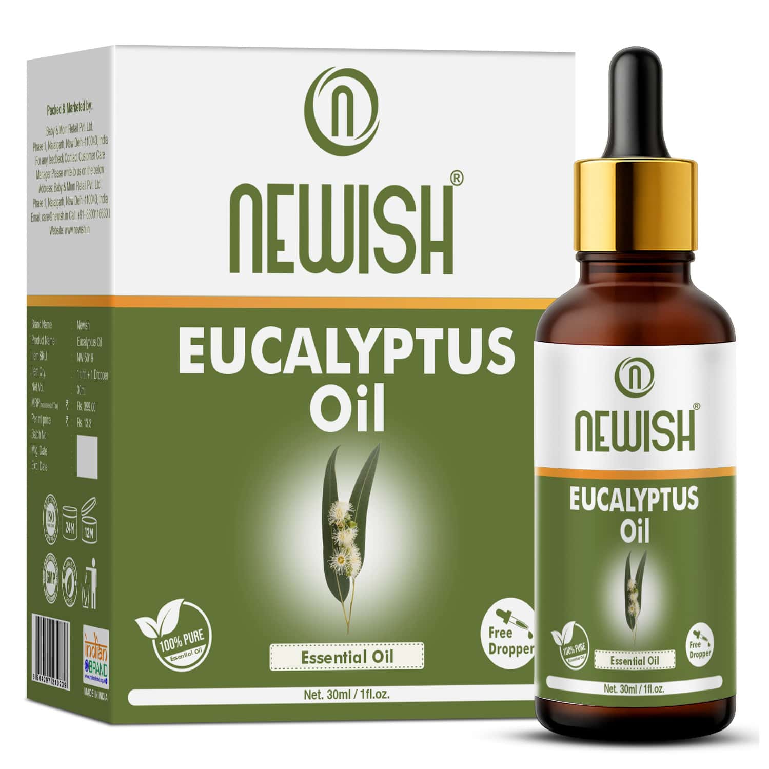 Newisheucalyptus Oil For Hair Pain Relief|Undiluted Aromatherapy Therapeutic Grade 30ml-Pack Of 2