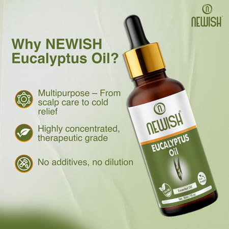 Newisheucalyptus Oil For Hair Pain Relief|Undiluted Aromatherapy Therapeutic Grade 30Ml-Pack Of 2