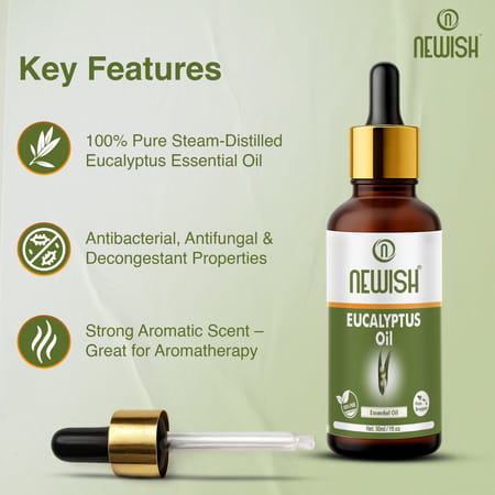 Newisheucalyptus Oil For Hair Pain Relief|Undiluted Aromatherapy Therapeutic Grade 30Ml-Pack Of 2