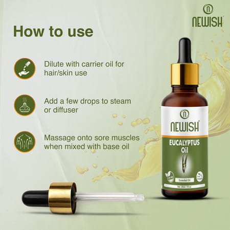Newisheucalyptus Oil For Hair Pain Relief|Undiluted Aromatherapy Therapeutic Grade 30Ml-Pack Of 2