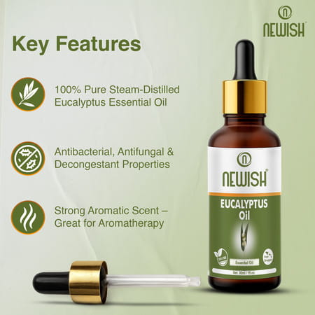 Newisheucalyptus Oil For Hair Pain Relief|Undiluted Aromatherapy Therapeutic Grade 30ml-Pack Of 2