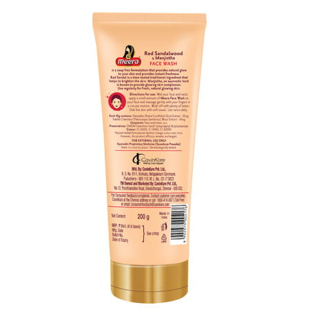 Meera Red Sandalwood & Manjistha Face Wash,For Natural Glow & Instant Freshness, All Skin Types 200g