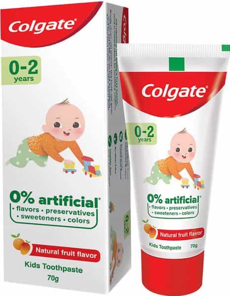 Colgate Toothpaste For Kids (0-2 Years) Natural Fruit Flavour Fluoride Free - 70G Tube