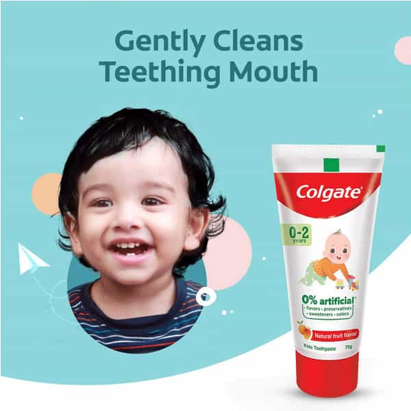 Colgate Toothpaste For Kids (0-2 Years) Natural Fruit Flavour Fluoride Free - 70G Tube