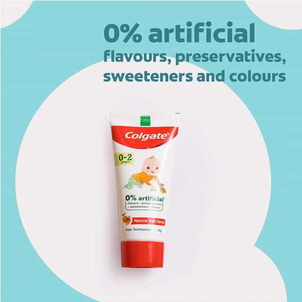 Colgate Toothpaste For Kids (0-2 Years) Natural Fruit Flavour Fluoride Free - 70G Tube