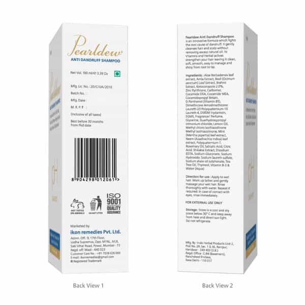 Pearldew Anti-Dandruff Shampoo 100 Ml | Aloe | Mint & Neem | Salicylic Acid (Pack Of 4)