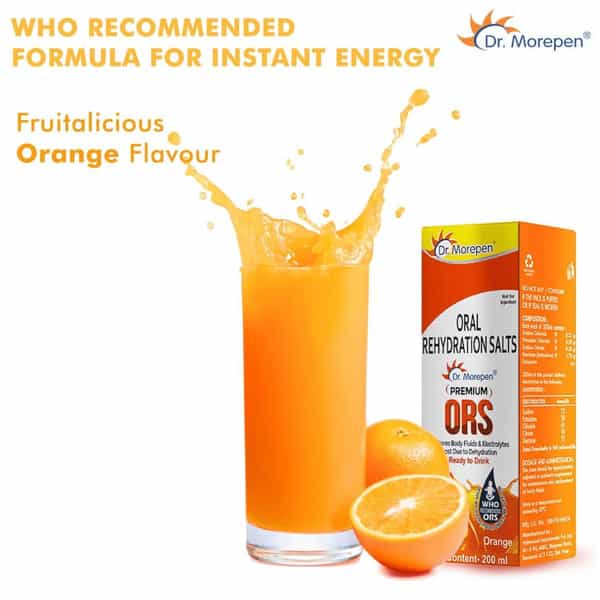 Dr. Morepen Premium Ors Drink With Electrolytes | Orange Flavour - 200Ml Pack Of 5