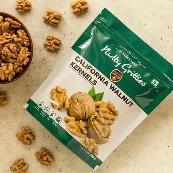 Nutty Gritties California Walnut Kernels| Rich In Omega 3 - 200G