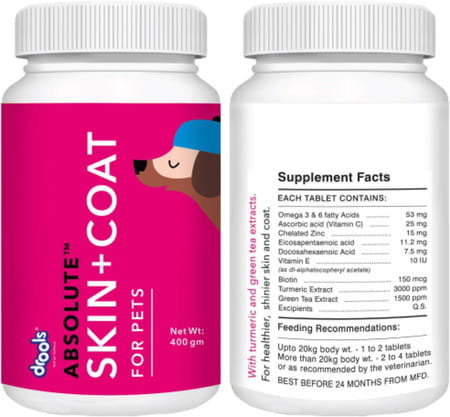 Drools Absolute Skin & Coat Tablet- Dog Supplement 110 Pieces