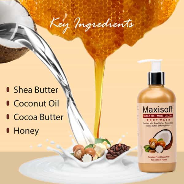 Maxisoft Ultra Rich Moisturizing Body Wash | All Skin Types | 300 Ml | Pack Of 4