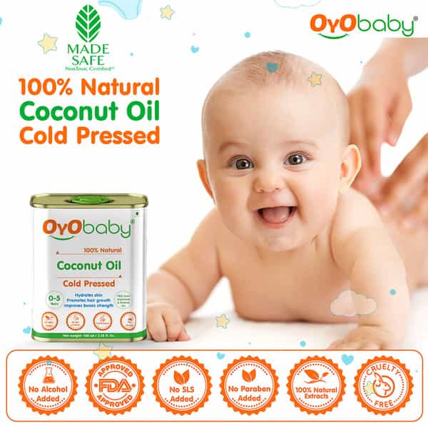 Oyo Baby Virgin Coconut Oil For Skin & Hair (Cold Pressed Coconut Oil) 100Ml